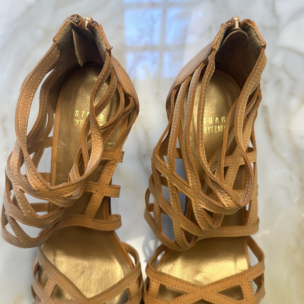 Stuart Weitzman Leather Cage Heels - Picture 3 of 12